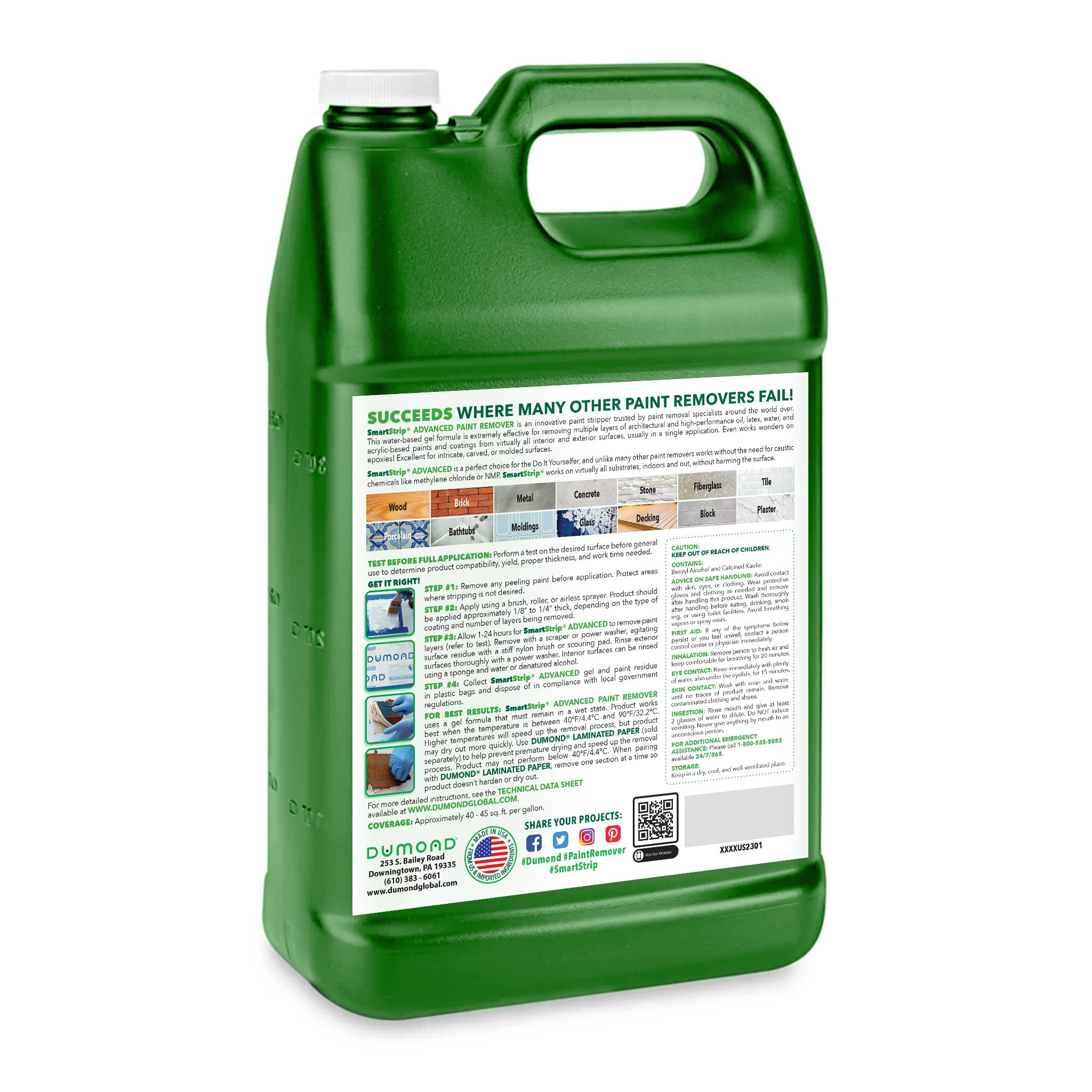 Dumond Smart Strip Advanced Paint Remover - 1 Quart Non-Caustic Formula For Multiple Coatings